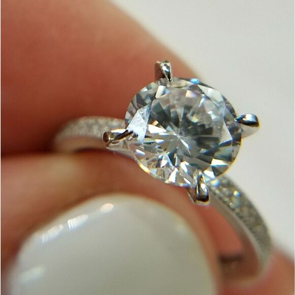 14k White Gold Plated Eternity Engagement Ring
